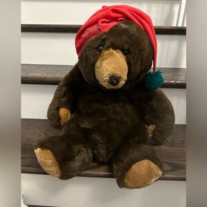 Vintage 1980s Singi Filene's Feelix Christmas Teddy Bear,Stocking Cap w/ PomPom